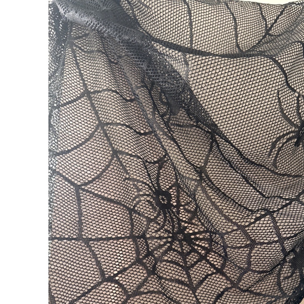 Spirit Halloween Black Spiderweb Lace Mantle Tablecloth 84x60 Gothic Decor - Picture 2 of 7